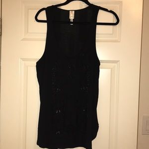 NWOT Black top with beaded/ sequin accents